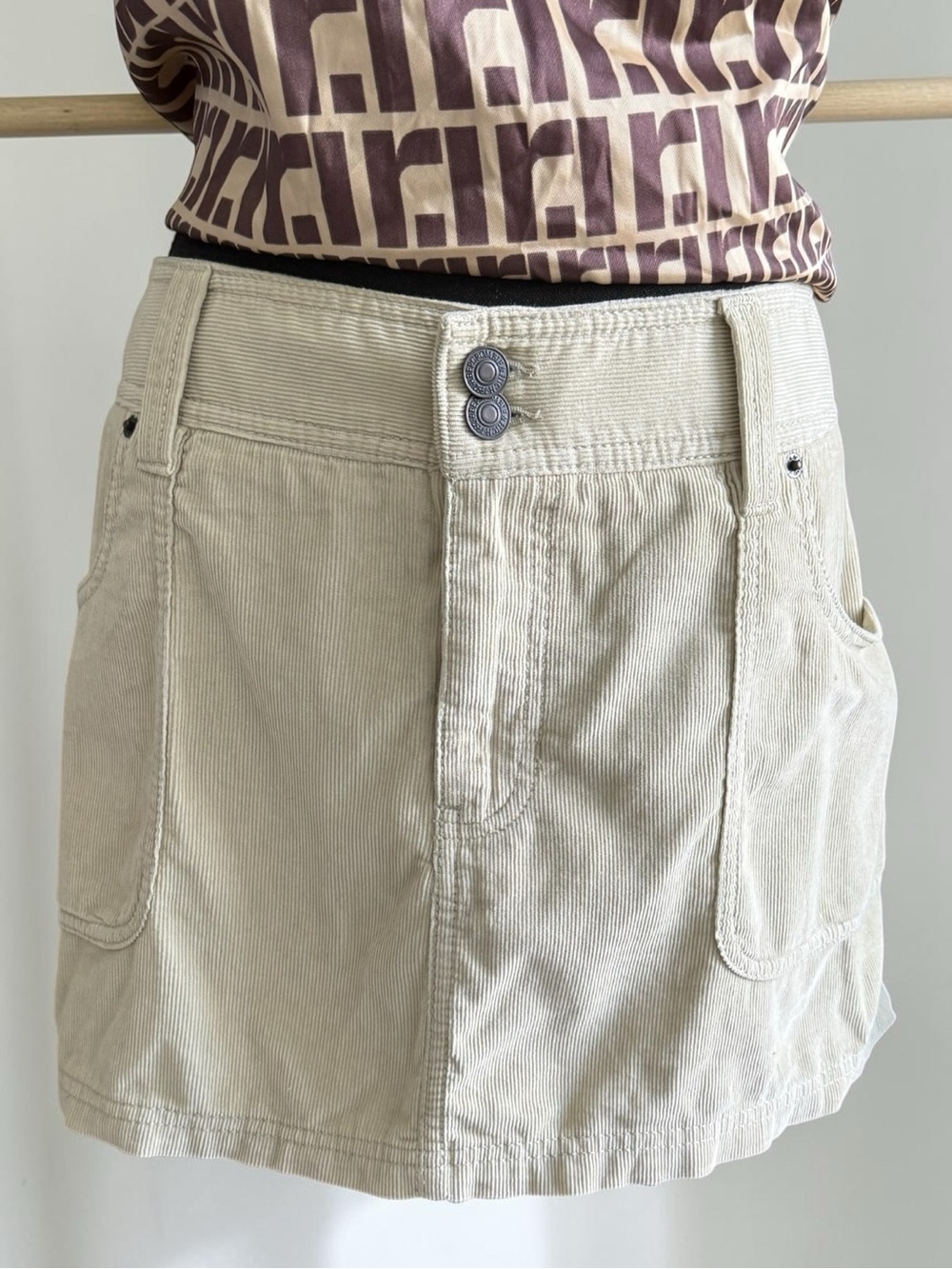 Abercrombie & Fitch Neutral Beige Corduroy Mini Skirt
